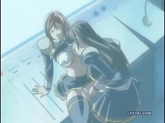 Curious Anime Lesbian Schoolgirls Shaved Pussy Is Filled With A Big Thick Dildo